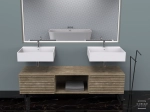 Vasque lavabo design rectangulaire, suspendu ou à poser, Couleur blanc mat, Finition lisse, Solid-Surface Corian®, Taille : 60 x 49 x 15 cm - LIVRAISON OFFERTE